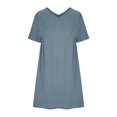 thumbnail image 4 of Robes d'Été Grande Taille pour Femmes 2024 Couleur Unie Robe à Manches Courtes Économisez jusqu'à 65 % de Rabais!, 4 of 5