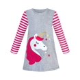 thumbnail image 1 of Girls Dress Cotton Long Sleeve Unicorn Embroidery Gray 6 Years, 1 of 6