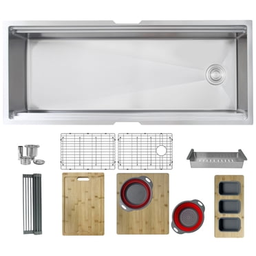 Stylish Undermount 45" Stainless Steel Single Bowl Workstation Kitchen Sink with 8 accs S-615W