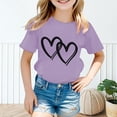 thumbnail image 2 of GDREDA Vêtements Fille Enfant Filles Mignon Graphique Col Rond T-Shirt Manches Courtes Été Chemise Décontractée Hauts Décontractés Fille Violet Clair, 7-8 Ans, 2 of 5