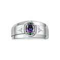 thumbnail image 1 of RYLOS Men's Rings Sterling Silver Classic 7X5MM Oval Gemstone & Diamond Ring Alexandrite June Birthstone Rings For Men, Men's Rings, Silver Rings, Size 10, 1 of 7