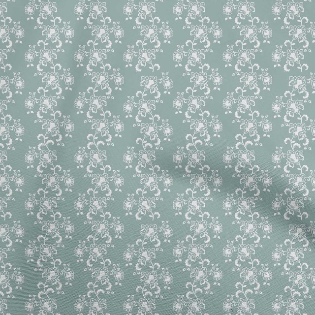 oneOone Rayon Dusty Teal Green Fabric Asian Block Sewing Craft Projects Fabric Prints By Yard 56 Inch Wide
