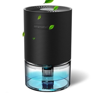 Alrocket Petits déshumidificateurs pour chambre à coucher 27oz avec arrêt automatique,7 Couleurs LED Lumière jusqu'à 215 pi2 noir