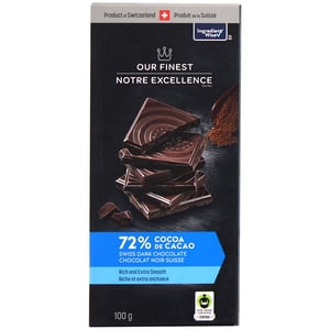 Our Finest Swiss Dark Chocolate bar, 72% Cocoa