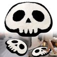 thumbnail image 1 of HUASHENG TRUEDAYS Halloween Decor Mat For Bathroom Gothic Cute Halloween Decoration Black White Half Circle Mat Non Slip Rug Bathroom Mat Plush Shower Rug, 1 of 4