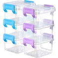 thumbnail image 1 of HAHDAXIA 6 Packs Small Storage Bins with Lids, Mini Stackable Plastic Storage Containers Colorful Bead Organizer Latches Box Small Containers for Organizing Craft, Small Items, Blue+Purple, 1 of 7