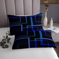 thumbnail image 3 of YST Geometric Square Bedspread Twin Size Black and Navy Blue Quilt Set, Modern Abstract Coverlet Set Contemporary Rectangle Bedding Set, Mid Century Lines Bed Cover for Boys Girls, 3 of 5