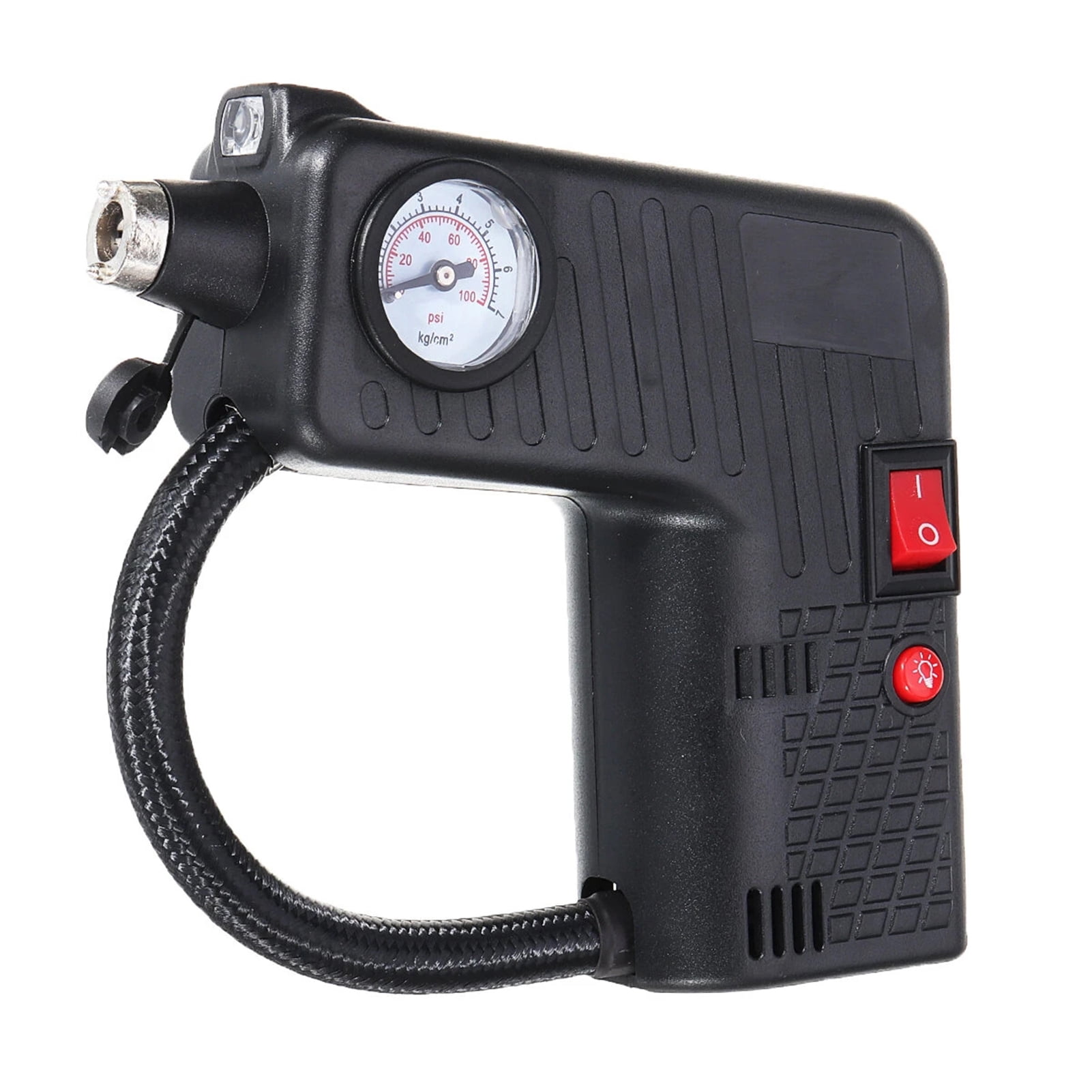 Air Compressor Tire Inflator 12V Car Air Pump with Pressure Gauge Handheld Electric Air Pump with Flashing Light Safety Hammer Suitable for Cars, Motorcycles, Automobiles and Bicycles