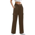 thumbnail image 1 of LLYwey Clearance Sales Jogging Pants for Women Ladies Fashionable Solid Color Drawstring with Pockets Ankle Binding Sweatpants Work Pants New Full Length Pants Trousers Regular Fitted Brown M, 1 of 8