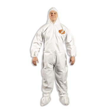Quest Combinaison Jetable Barrière pour Éclaboussures Légères et Environnements Secs - Combinaison en PPE Blanc pour Matières Dangereuses - Lot de 6, 4TG