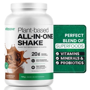 Vitasave Plant-Based Shake tout-en-un – Chocolat, 799g avec Verts, Enzymes, Probiotiques & 20g Protéines