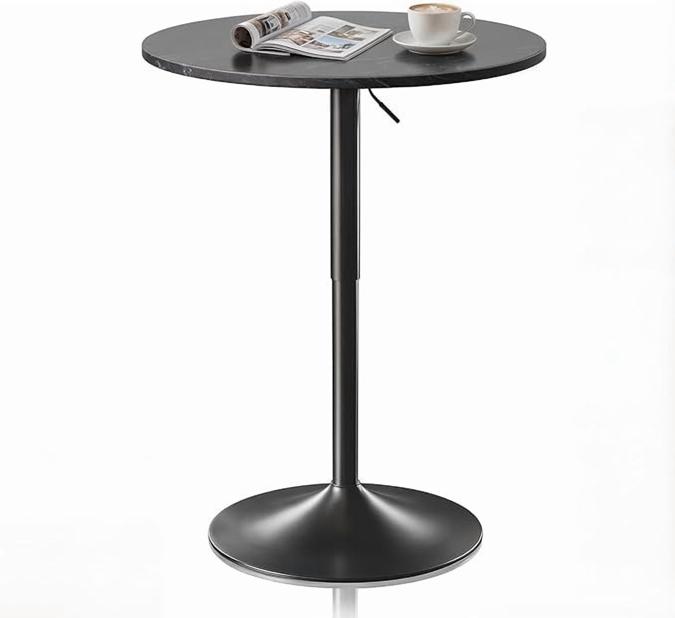 Bar Code Rounded 23.5'' Round Adjustable Height Wood Bar Pub Table Adjustable Range 27.5 ...