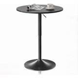 Bar Code Rounded 23.5'' Round Adjustable Height Wood Bar Pub Table Adjustable Range 27.5 ...