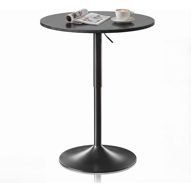 Bar Code Rounded 23.5'' Round Adjustable Height Wood Bar Pub Table Adjustable Range 27.5 ...