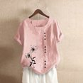 thumbnail image 3 of Cameland Hauts pour Femmes Col Rond Manches Courtes Imprimé Floral Chemise Ample, 3 of 3