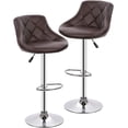 thumbnail image 1 of FDW Set of 2 Swivel Bar Stools, Height Adjustable PU Leather Bar Chairs with Back, Comfortable Kitchen Counter Stools, Brown, 1 of 7
