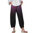 thumbnail image 1 of Meichang Capris à Jambes Larges Tulipe Dégradé pour Femme Grande Taille, Taille Très Extensible, Mode d'Été, Coton et Lin,, 1 of 4
