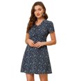 thumbnail image 1 of INSPIRE CHIC Women's Tie V Neck Short Sleeve Ruffle Floral A-Line Dress, 1 of 6