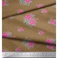 thumbnail image 3 of Soimoi Tissu Popeline de Coton Imprimé Tourbillon, Feuilles & Roses au Mètre 56 Pouces de Large, 3 of 3