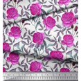 thumbnail image 3 of Soimoi Toile de Coton Feuilles & Fleurs Roses Imprimé par Yard 56 Pouces de Large, 3 of 3