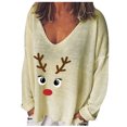 thumbnail image 1 of Mode Femme Décontractée Imprimé Col en V Ample Manches Longues T-shirt Haut Blouse Chandail, 1 of 9