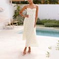 thumbnail image 1 of Ovzne Robes d'Été pour Femmes Robe Mode Imprimé Floral Aguichant Sans Manches Épaules Dénudées Bretelles Réglables Taille Élastique Robe de Printemps Imprimée Liquidation, 1 of 7