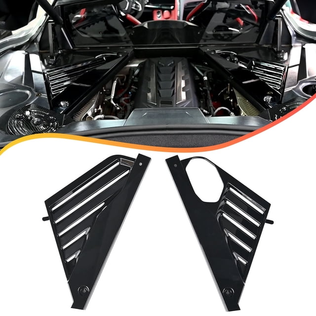 ALLTIMES 2PCS Gloss Black Engine Bay Panel Cover for Corvette C8 Stingray (Coupe, C8, R Z51)2020-2024, ABS Plastic