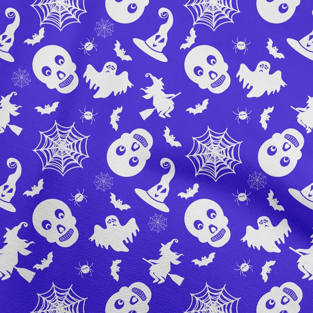oneOone Polyester Spandex Lapis Blue Fabric Halloween Sewing Material Print Fabric By The Yard 56 Inch Wide