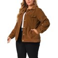 thumbnail image 4 of GRACE & GRANDEUR Veste Bomber Courte en Velours Côtelé à Col Pointu pour Femmes, 4 of 7