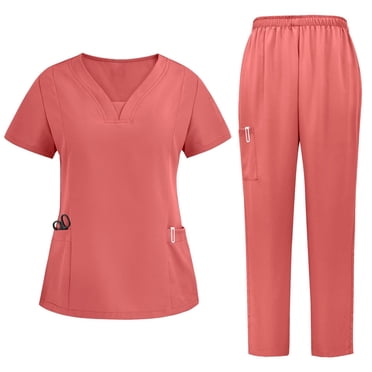 Ensemble de Sarraus Extensibles pour Femmes avec Pantalon Cagro, Uniforme Médical 2 Pcs, Ceinture de Yoga, Anti-Froissement