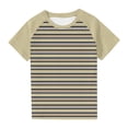 thumbnail image 1 of Économies d'Été! SROBPTY T-Shirts à Manches Courtes pour Tout-Petits, Garçons Tout-Petits Mode Col Rond à Rayures Imprimées Manches Courtes Kaki, 7 Ans, 1 of 5