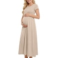 thumbnail image 3 of Sentmoon Robes de Grossesse pour Femmes Respirantes Coupe Ajustée Robes pour Femmes 2026 Été Couleur Unie Manches Courtes Encolure Carrée Robe Décontractée pour Femmes Voyage pour Sortir et Fête S-TTTG, 3 of 8
