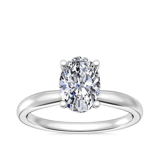 1.00 Carat Excellent Oval Shape Genuine Diamond Latest Design Solitaire Engagement Ring for Ladies Solid 18K White Gold Size 7.5