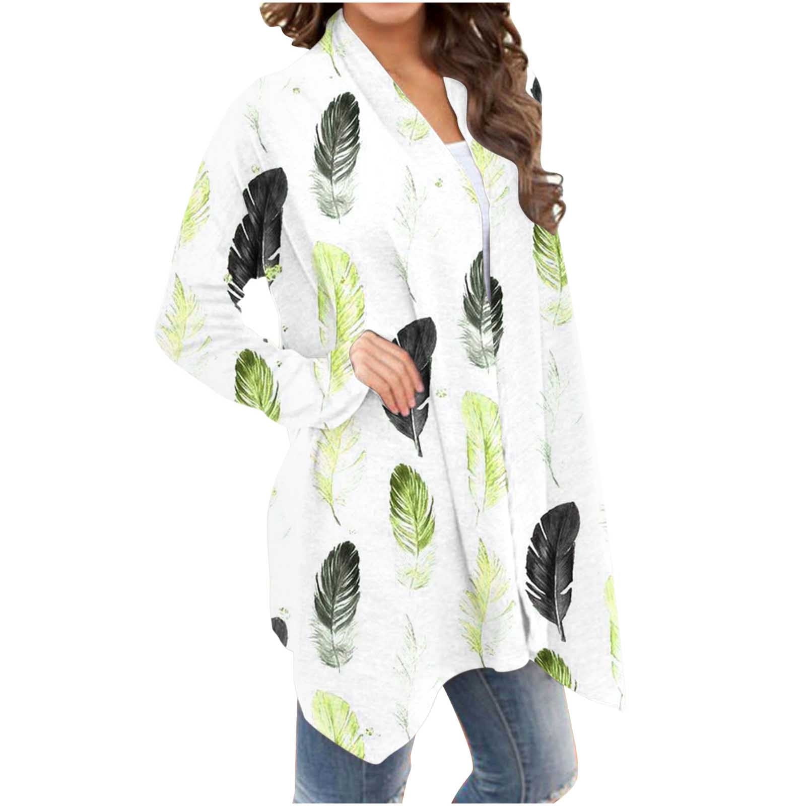 Cardigans pour Femmes Cardigan à la Mode pour Femmes à Manches Longues à Imprimé Floral Veste Haut Cardigan à Manches 3/4 en Liquidation