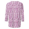 thumbnail image 5 of HKEJIAOI T-shirts à Manches 3/4 pour Femmes Col Rond Imprimé Floral Manches Trois-Quarts Femme Top S, 5 of 5