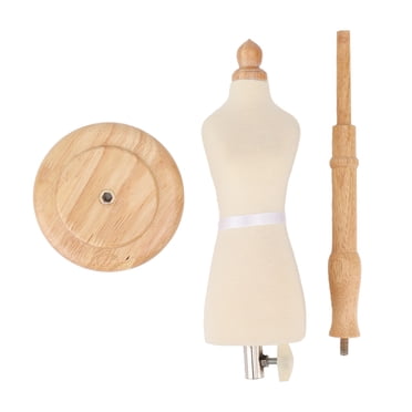 Mannequin Body Dress Form, 17.9 To 23.2 Inch Height Adjustable Mini Female Torso Sewing Mannequin With Round Wood Base Professional White Dress Mannequin For Sewing Clothes Display