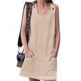 thumbnail image 1 of Nouvelle Robe de Poche Boutonnière pour Femmes Sans Manches à la Maison Décontractée Grande Taille Robe Couleur Unie en Vrac Robe d'Été, 1 of 1
