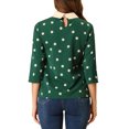 thumbnail image 3 of INSPIRE CHIC Chemisier pour Femme à Col Peter Pan Contrastant, Manches 3/4, Chemises, L Vert Foncé, 3 of 7
