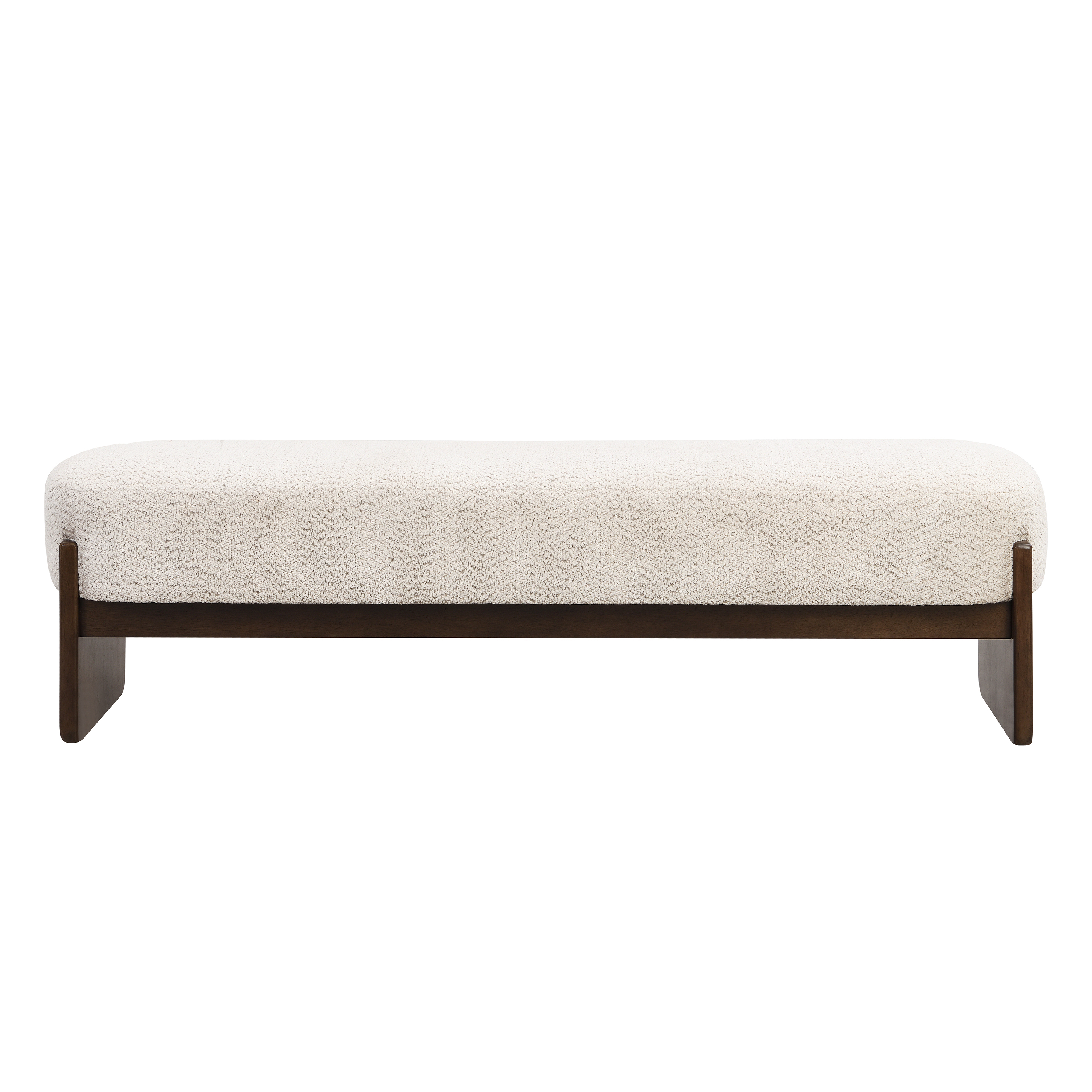 Noble House Élégant Ottoman en fil de boucle Beige, rembourrage rectangulaire en peluche avec cadre en bois technique et pieds en caoutchouc,Beige+ brun
