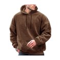 thumbnail image 1 of FOCUSNORM Men Plush Loose Hoodies Solid Color Drawstring Hooded Sweatshirts Long Sleeve Tops Fall Winter Casual Pullovers, 1 of 7