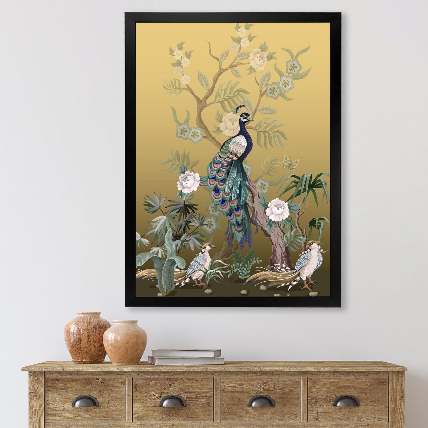 Designart Chinoiserie Aux Oiseaux Et Pivoines VI Art mural encadr
