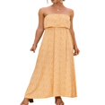 thumbnail image 4 of LNGOOR Women Bohemian Floral Ruffles Long Maxi Dress Strapless A-line Split Tube Tops, 4 of 7