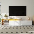 thumbnail image 4 of Modern TV cabinet practical storage space, wood look, glass shelves, LED lighting,high-gloss white, 4 of 9