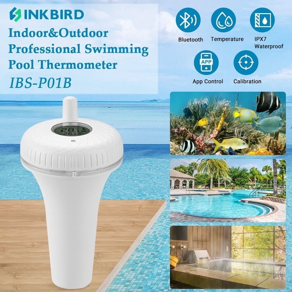 INKBIRD Bluetooth Pool Thermometer Floating IBS-P01B Easy Read Remote Pool Thermometer Temperature Meter for Outdoor Indoor Swimming Pools, Spas, Bath Water, Hot Tubs and Ponds