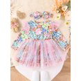 thumbnail image 3 of EYIIYE Robe Princesse d'Automne pour Tout-Petit Fille, Robe à Manches Longues Ligne A, Robe en Tulle Patchwork à Imprimé Ours et Fleurs, Robe à Col Rond, Robe de Fête, Jolie Robe Quotidienne avec Bandeau à Nœud, 3 of 9
