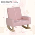 thumbnail image 3 of Gymax Kids Rocking Chair Children Armchair Linen Upholstered Sofa w/ Solid Wood Legs Pink, 3 of 9