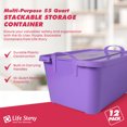 thumbnail image 2 of Life Story Bac de Rangement Empilable de 55 Qt, Contenant à Couvercle Léger, Violet, Lot de 12, 2 of 11
