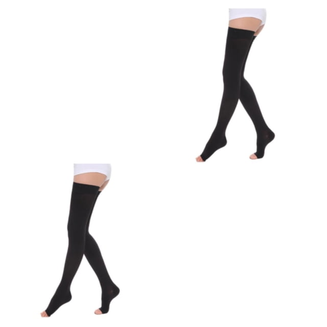 maskred Soft And Comfortable Tights High Stocking Stretchy Warm Fashionable Easy To Wear Nylon Compression Stockings Open Toe-black XL 2Set