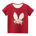 thumbnail image 1 of Penkiiy T-Shirts de Pâques pour Enfants Tout-Petits Garçons Filles Mode Pâques Imprimé Oreilles de Lapin Col Rond Imprimé Manches Courtes Haut 9 Ans Rouge, 1 of 4