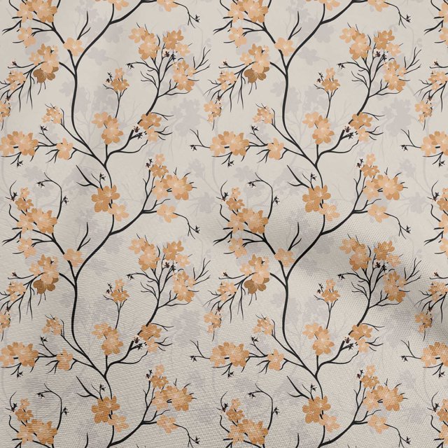 oneOone Velvet Brown Fabric Floral Craft Projects Decor Fabric Printed By The Yard 58 Inch Wide